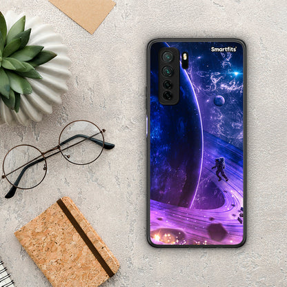 Θήκη Huawei P40 Lite 5G Lost Astronaut από τη Smartfits με σχέδιο στο πίσω μέρος και μαύρο περίβλημα | Huawei P40 Lite 5G Lost Astronaut Case with Colorful Back and Black Bezels