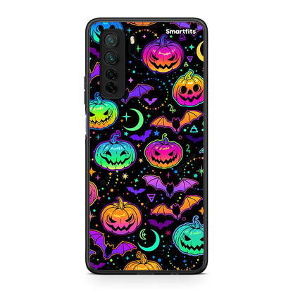 Θήκη Huawei P40 Lite 5G Neon Halloween από τη Smartfits με σχέδιο στο πίσω μέρος και μαύρο περίβλημα | Huawei P40 Lite 5G Neon Halloween Case with Colorful Back and Black Bezels