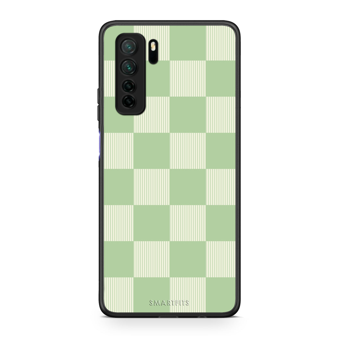 Θήκη Huawei P40 Lite 5G Sage and Cream Striped Checks από τη Smartfits με σχέδιο στο πίσω μέρος και μαύρο περίβλημα | Huawei P40 Lite 5G Sage and Cream Striped Checks case with colorful back and black bezels