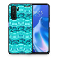 Thumbnail for Θήκη Huawei P40 Lite 5G Swimming Dolphins από τη Smartfits με σχέδιο στο πίσω μέρος και μαύρο περίβλημα | Huawei P40 Lite 5G Swimming Dolphins Case with Colorful Back and Black Bezels