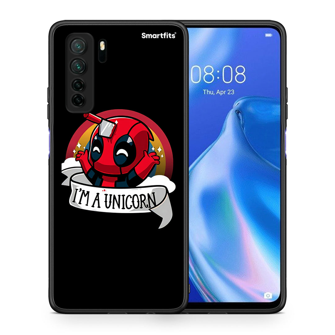 Θήκη Huawei P40 Lite 5G Unicorn Deadpool από τη Smartfits με σχέδιο στο πίσω μέρος και μαύρο περίβλημα | Huawei P40 Lite 5G Unicorn Deadpool Case with Colorful Back and Black Bezels