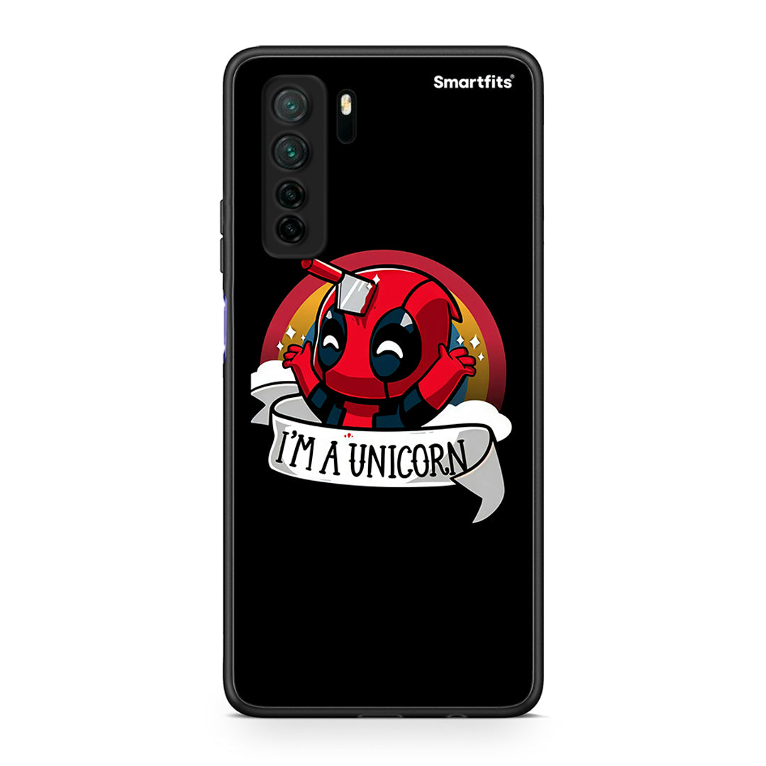 Θήκη Huawei P40 Lite 5G Unicorn Deadpool από τη Smartfits με σχέδιο στο πίσω μέρος και μαύρο περίβλημα | Huawei P40 Lite 5G Unicorn Deadpool Case with Colorful Back and Black Bezels