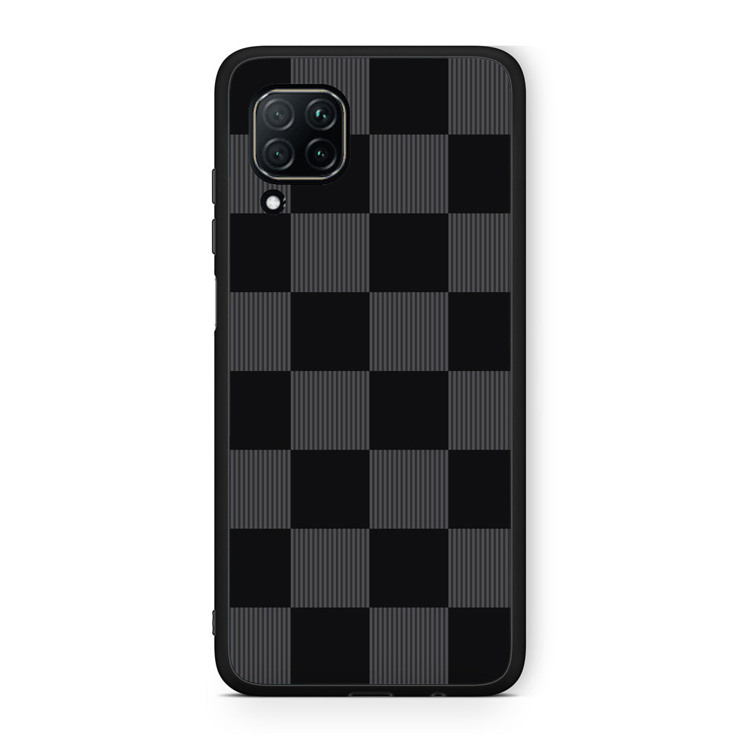 Θήκη Huawei P40 Lite Black and Charcoal Striped Checks από τη Smartfits με σχέδιο στο πίσω μέρος και μαύρο περίβλημα | Huawei P40 Lite Black and Charcoal Striped Checks case with colorful back and black bezels