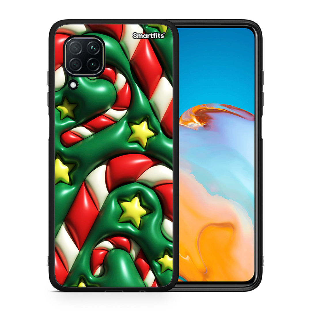 Θήκη Huawei P40 Lite Christmas Bubbles από τη Smartfits με σχέδιο στο πίσω μέρος και μαύρο περίβλημα | Huawei P40 Lite Christmas Bubbles case with colorful back and black bezels