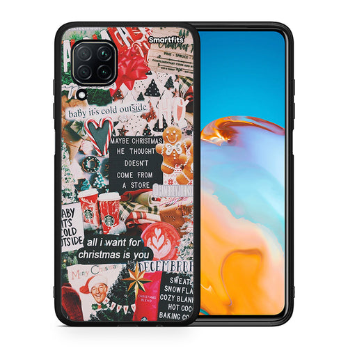Θήκη Huawei P40 Lite Christmas Happiness από τη Smartfits με σχέδιο στο πίσω μέρος και μαύρο περίβλημα | Huawei P40 Lite Christmas Happiness case with colorful back and black bezels