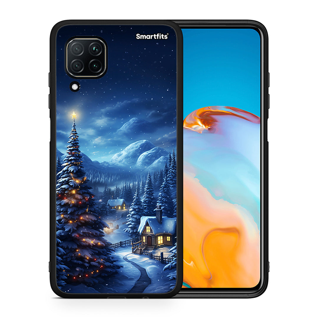 Θήκη Huawei P40 Lite Christmas Scenery από τη Smartfits με σχέδιο στο πίσω μέρος και μαύρο περίβλημα | Huawei P40 Lite Christmas Scenery case with colorful back and black bezels