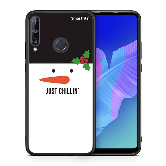Θήκη Huawei P40 Lite E Christmas Chillin από τη Smartfits με σχέδιο στο πίσω μέρος και μαύρο περίβλημα | Huawei P40 Lite E Christmas Chillin case with colorful back and black bezels