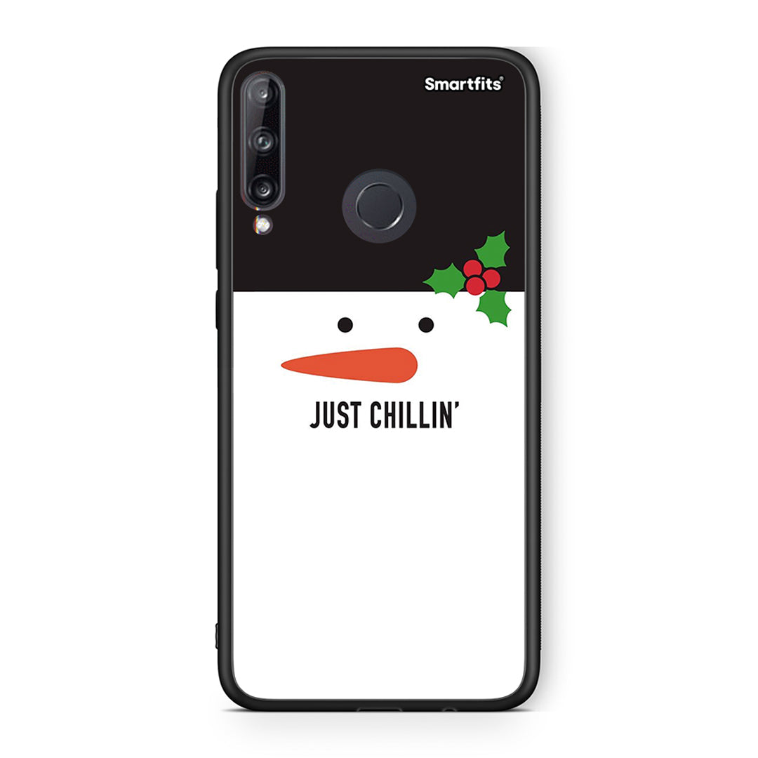 Huawei P40 Lite E Christmas Chillin θήκη από τη Smartfits με σχέδιο στο πίσω μέρος και μαύρο περίβλημα | Smartphone case with colorful back and black bezels by Smartfits