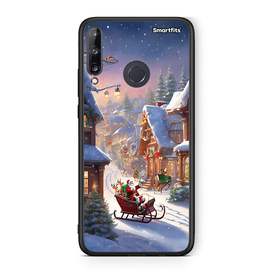Huawei P40 Lite E Christmas Snow θήκη από τη Smartfits με σχέδιο στο πίσω μέρος και μαύρο περίβλημα | Smartphone case with colorful back and black bezels by Smartfits