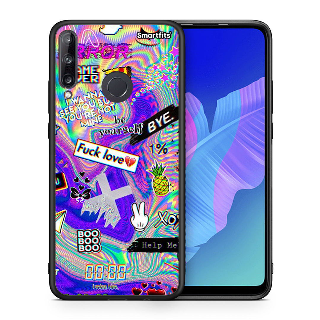 Θήκη Huawei P40 Lite E Game Over από τη Smartfits με σχέδιο στο πίσω μέρος και μαύρο περίβλημα | Huawei P40 Lite E Game Over case with colorful back and black bezels