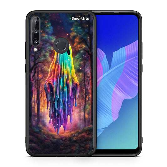 Θήκη Huawei P40 Lite E Halloween Ghost από τη Smartfits με σχέδιο στο πίσω μέρος και μαύρο περίβλημα | Huawei P40 Lite E Halloween Ghost case with colorful back and black bezels
