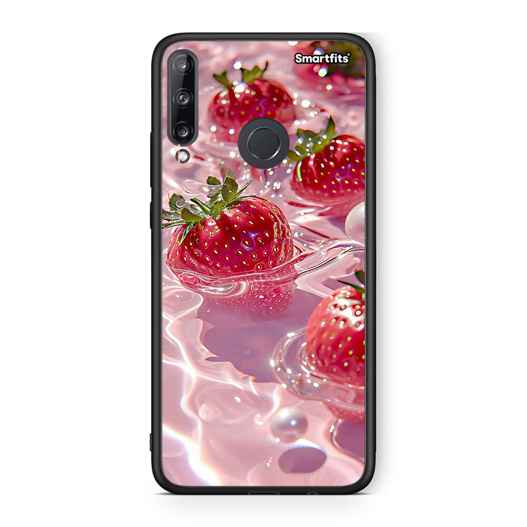 Huawei P40 Lite E Juicy Strawberries θήκη από τη Smartfits με σχέδιο στο πίσω μέρος και μαύρο περίβλημα | Smartphone case with colorful back and black bezels by Smartfits