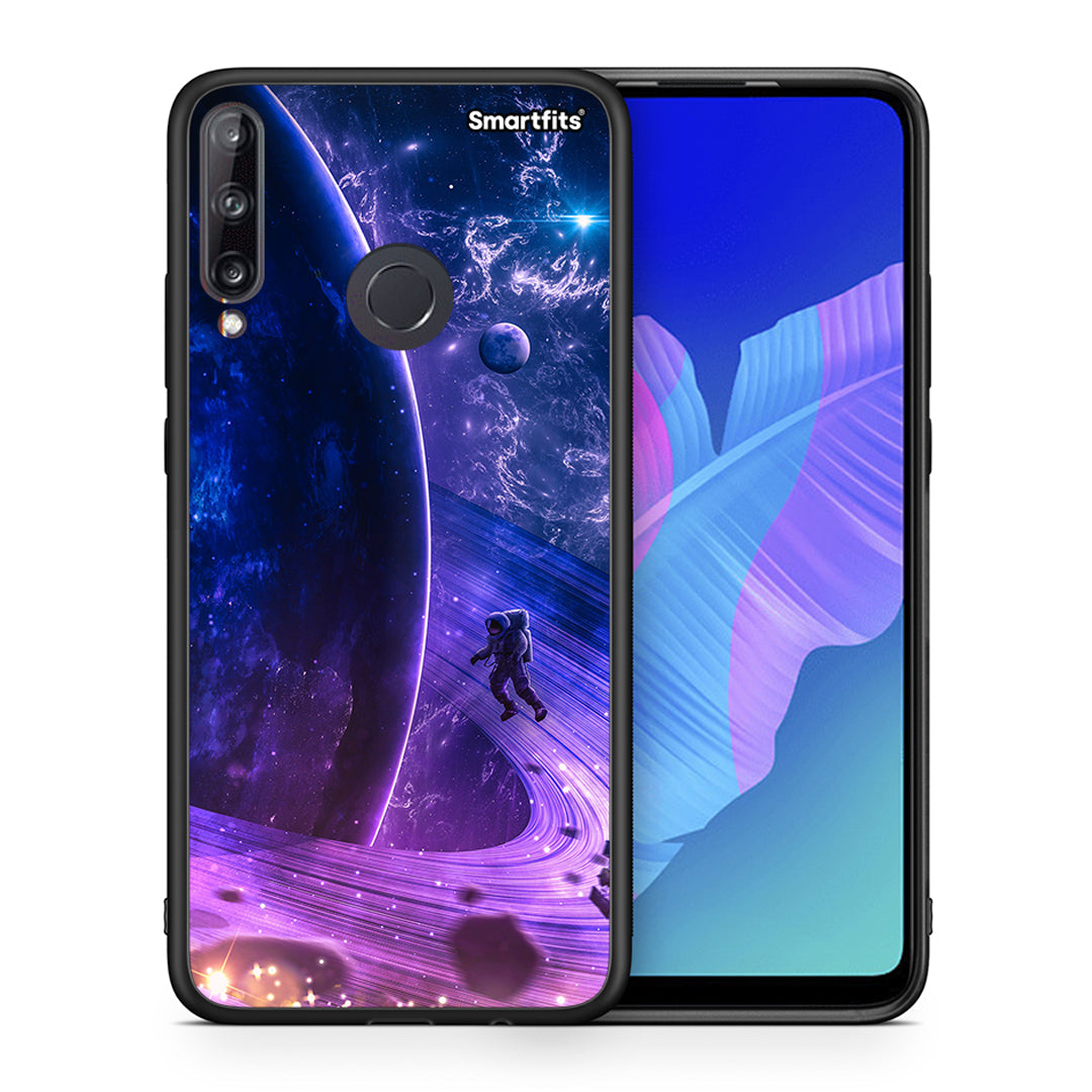 Θήκη Huawei P40 Lite E Lost Astronaut από τη Smartfits με σχέδιο στο πίσω μέρος και μαύρο περίβλημα | Huawei P40 Lite E Lost Astronaut case with colorful back and black bezels