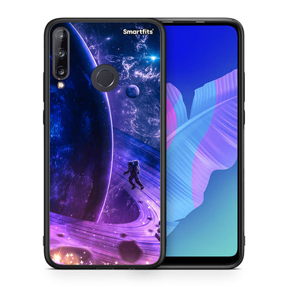 Θήκη Huawei P40 Lite E Lost Astronaut από τη Smartfits με σχέδιο στο πίσω μέρος και μαύρο περίβλημα | Huawei P40 Lite E Lost Astronaut case with colorful back and black bezels