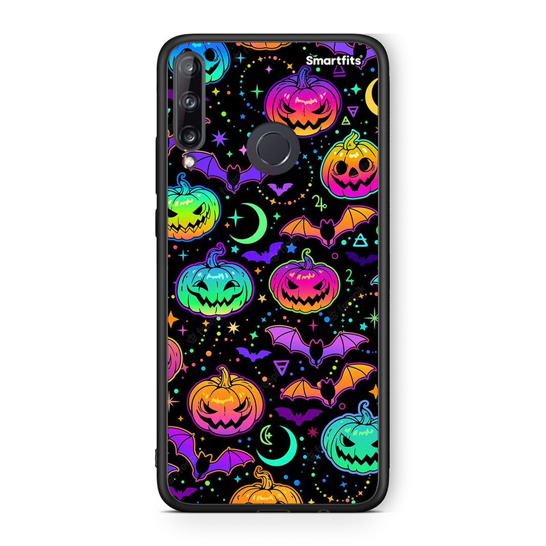 Huawei P40 Lite E Neon Halloween θήκη από τη Smartfits με σχέδιο στο πίσω μέρος και μαύρο περίβλημα | Smartphone case with colorful back and black bezels by Smartfits