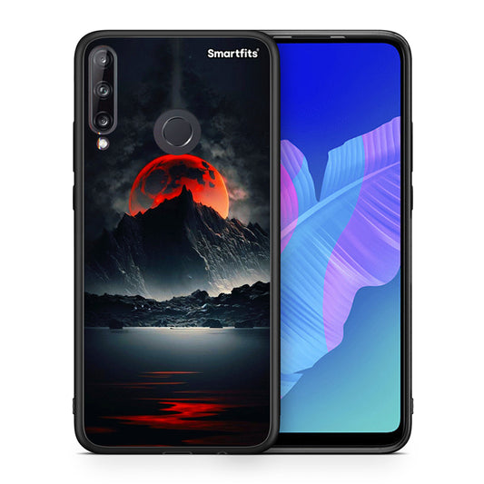 Θήκη Huawei P40 Lite E Red Full Moon από τη Smartfits με σχέδιο στο πίσω μέρος και μαύρο περίβλημα | Huawei P40 Lite E Red Full Moon case with colorful back and black bezels