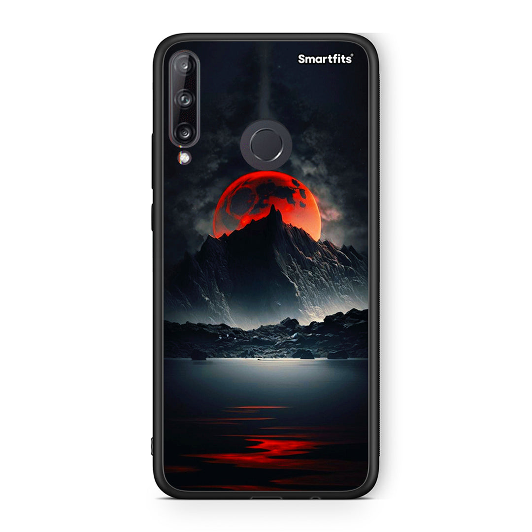 Huawei P40 Lite E Red Full Moon θήκη από τη Smartfits με σχέδιο στο πίσω μέρος και μαύρο περίβλημα | Smartphone case with colorful back and black bezels by Smartfits