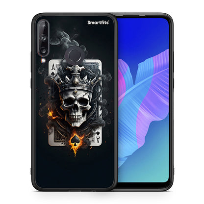 Θήκη Huawei P40 Lite E Skull King Ace από τη Smartfits με σχέδιο στο πίσω μέρος και μαύρο περίβλημα | Huawei P40 Lite E Skull King Ace case with colorful back and black bezels