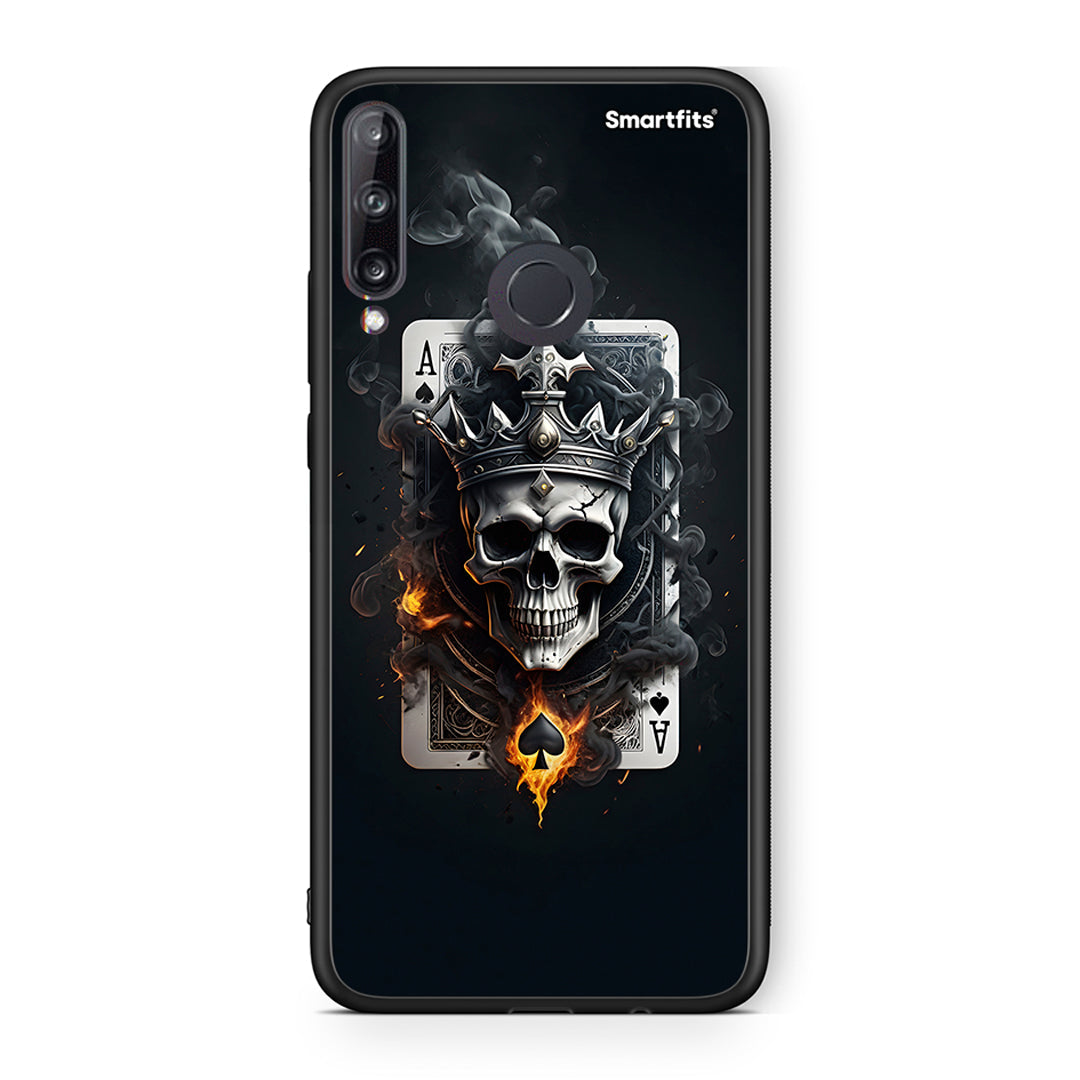 Huawei P40 Lite E Skull King Ace θήκη από τη Smartfits με σχέδιο στο πίσω μέρος και μαύρο περίβλημα | Smartphone case with colorful back and black bezels by Smartfits