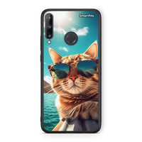 Thumbnail for Huawei P40 Lite E Summer Cat θήκη από τη Smartfits με σχέδιο στο πίσω μέρος και μαύρο περίβλημα | Smartphone case with colorful back and black bezels by Smartfits