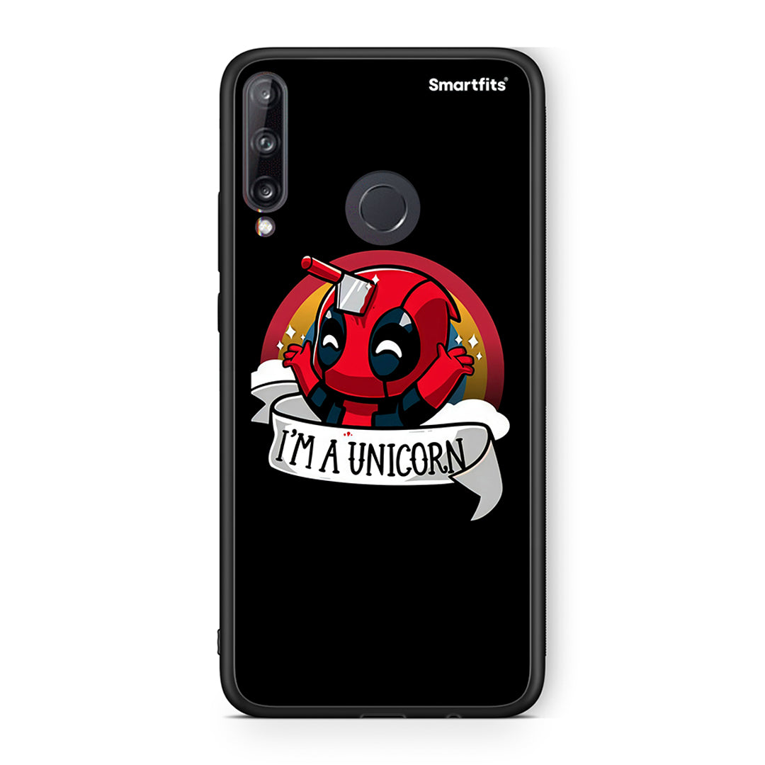 Huawei P40 Lite E Unicorn Deadpool θήκη από τη Smartfits με σχέδιο στο πίσω μέρος και μαύρο περίβλημα | Smartphone case with colorful back and black bezels by Smartfits