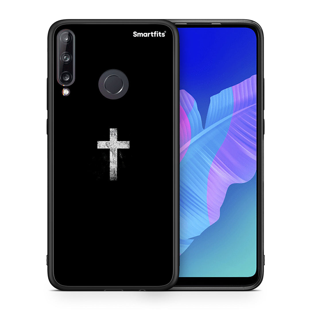 Θήκη Huawei P40 Lite E White Cross από τη Smartfits με σχέδιο στο πίσω μέρος και μαύρο περίβλημα | Huawei P40 Lite E White Cross case with colorful back and black bezels