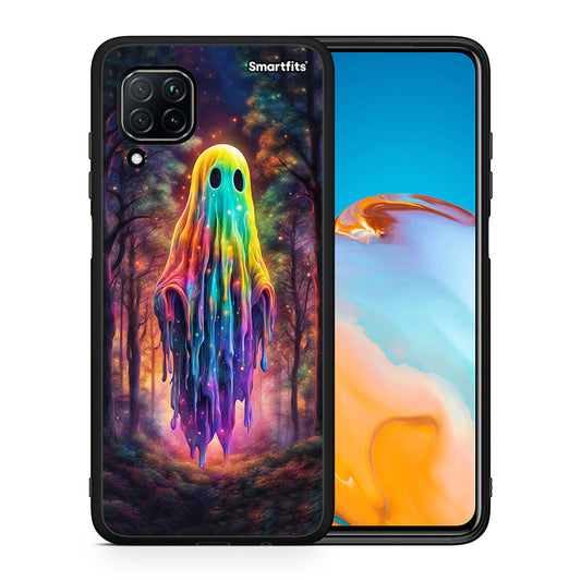 Θήκη Huawei P40 Lite Halloween Ghost από τη Smartfits με σχέδιο στο πίσω μέρος και μαύρο περίβλημα | Huawei P40 Lite Halloween Ghost case with colorful back and black bezels