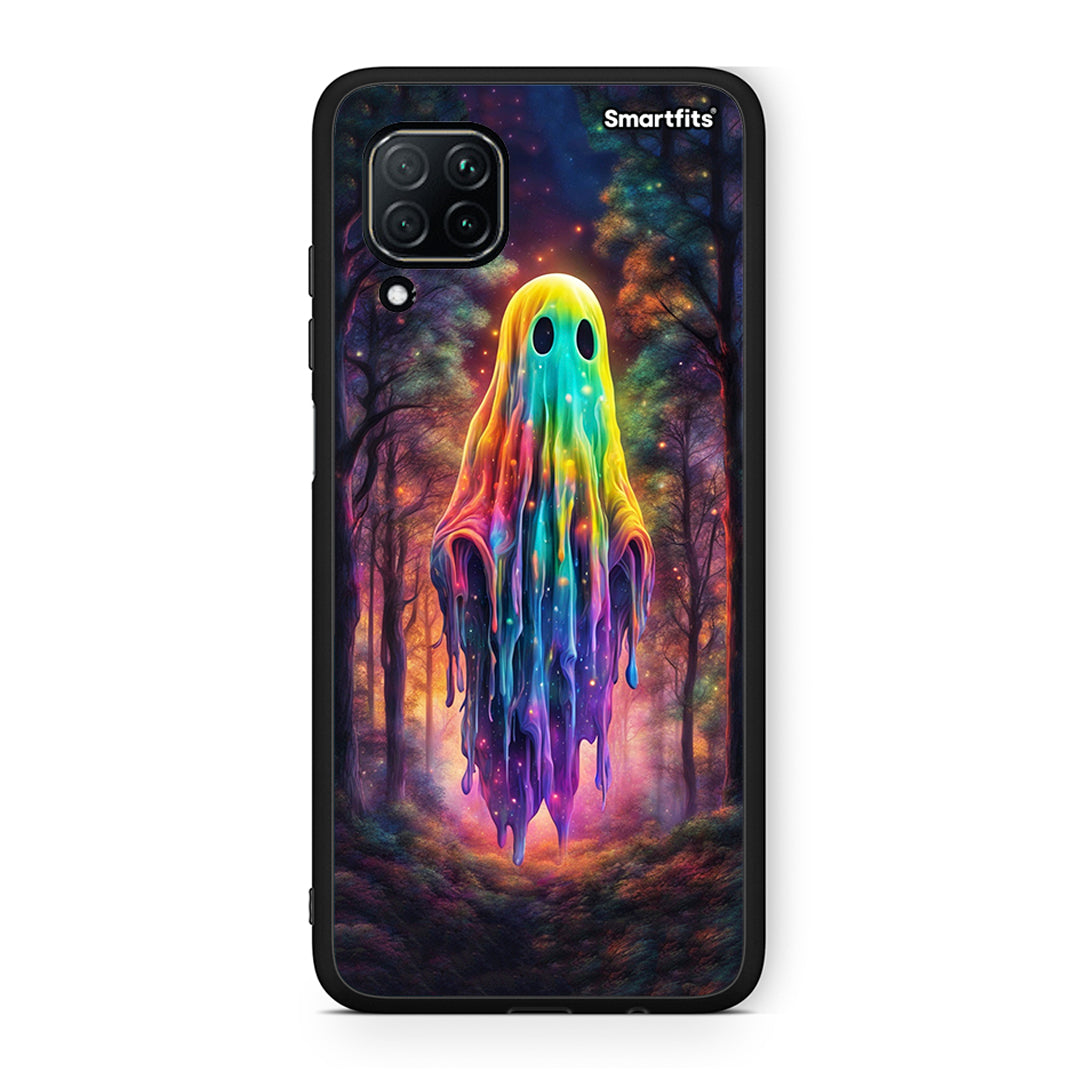 Huawei P40 Lite Halloween Ghost θήκη από τη Smartfits με σχέδιο στο πίσω μέρος και μαύρο περίβλημα | Smartphone case with colorful back and black bezels by Smartfits