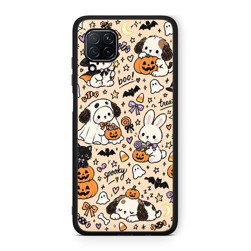Θήκη Huawei P40 Lite Halloween Puppies and Friends on Cream από τη Smartfits με σχέδιο στο πίσω μέρος και μαύρο περίβλημα | Huawei P40 Lite Halloween Puppies and Friends on Cream case with colorful back and black bezels