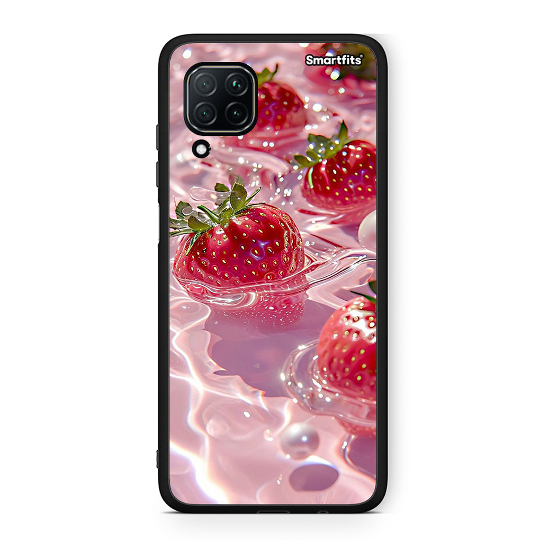 Huawei P40 Lite Juicy Strawberries θήκη από τη Smartfits με σχέδιο στο πίσω μέρος και μαύρο περίβλημα | Smartphone case with colorful back and black bezels by Smartfits