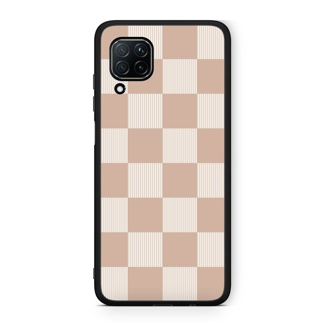 Θήκη Huawei P40 Lite Latte and Cream Striped Checks από τη Smartfits με σχέδιο στο πίσω μέρος και μαύρο περίβλημα | Huawei P40 Lite Latte and Cream Striped Checks case with colorful back and black bezels