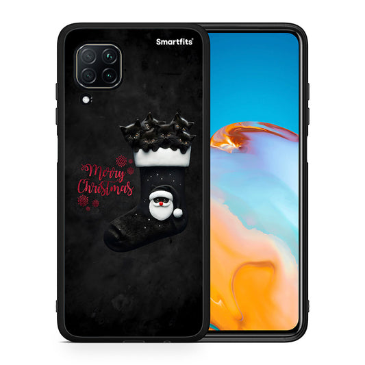 Θήκη Huawei P40 Lite Merry Cat Christmas από τη Smartfits με σχέδιο στο πίσω μέρος και μαύρο περίβλημα | Huawei P40 Lite Merry Cat Christmas case with colorful back and black bezels