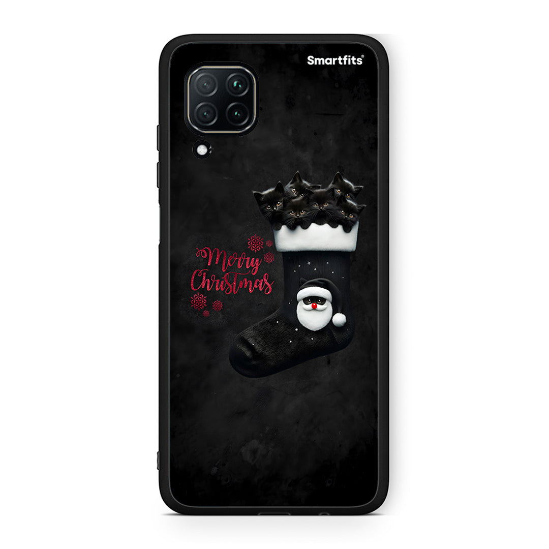 Huawei P40 Lite Merry Cat Christmas θήκη από τη Smartfits με σχέδιο στο πίσω μέρος και μαύρο περίβλημα | Smartphone case with colorful back and black bezels by Smartfits