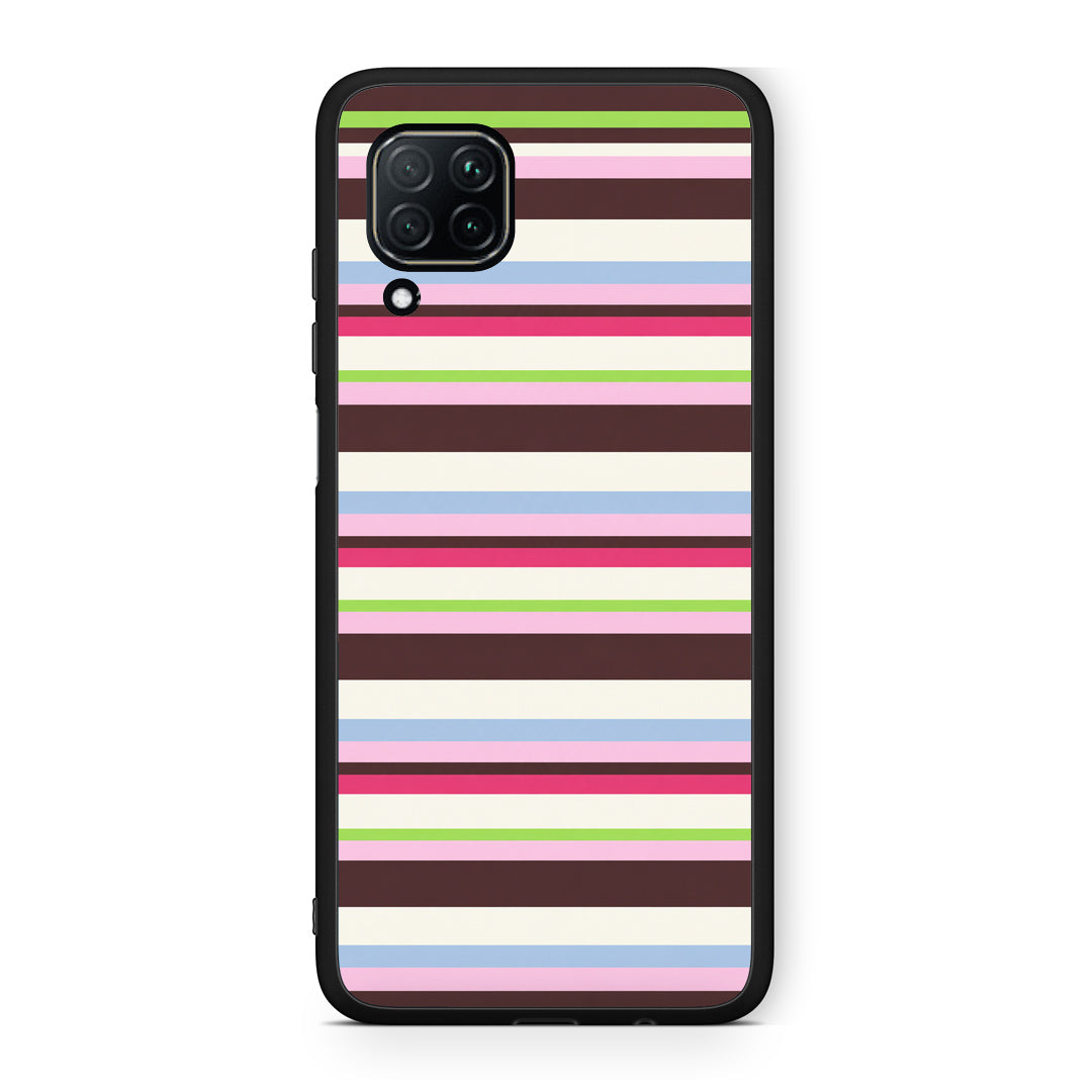 Θήκη Huawei P40 Lite Multicolour Horizontal Stripes από τη Smartfits με σχέδιο στο πίσω μέρος και μαύρο περίβλημα | Huawei P40 Lite Multicolour Horizontal Stripes case with colorful back and black bezels