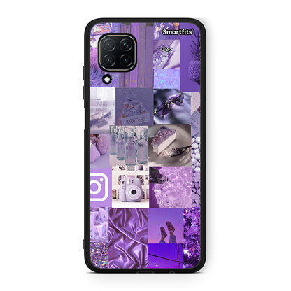 Huawei P40 Lite Purple Aesthetic Collage θήκη από τη Smartfits με σχέδιο στο πίσω μέρος και μαύρο περίβλημα | Smartphone case with colorful back and black bezels by Smartfits