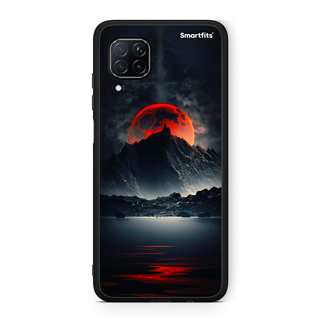 Huawei P40 Lite Red Full Moon θήκη από τη Smartfits με σχέδιο στο πίσω μέρος και μαύρο περίβλημα | Smartphone case with colorful back and black bezels by Smartfits