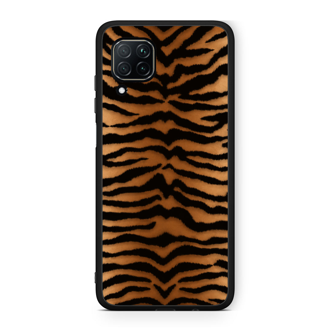 Θήκη Huawei P40 Lite Tiger Print Orange and Black από τη Smartfits με σχέδιο στο πίσω μέρος και μαύρο περίβλημα | Huawei P40 Lite Tiger Print Orange and Black case with colorful back and black bezels