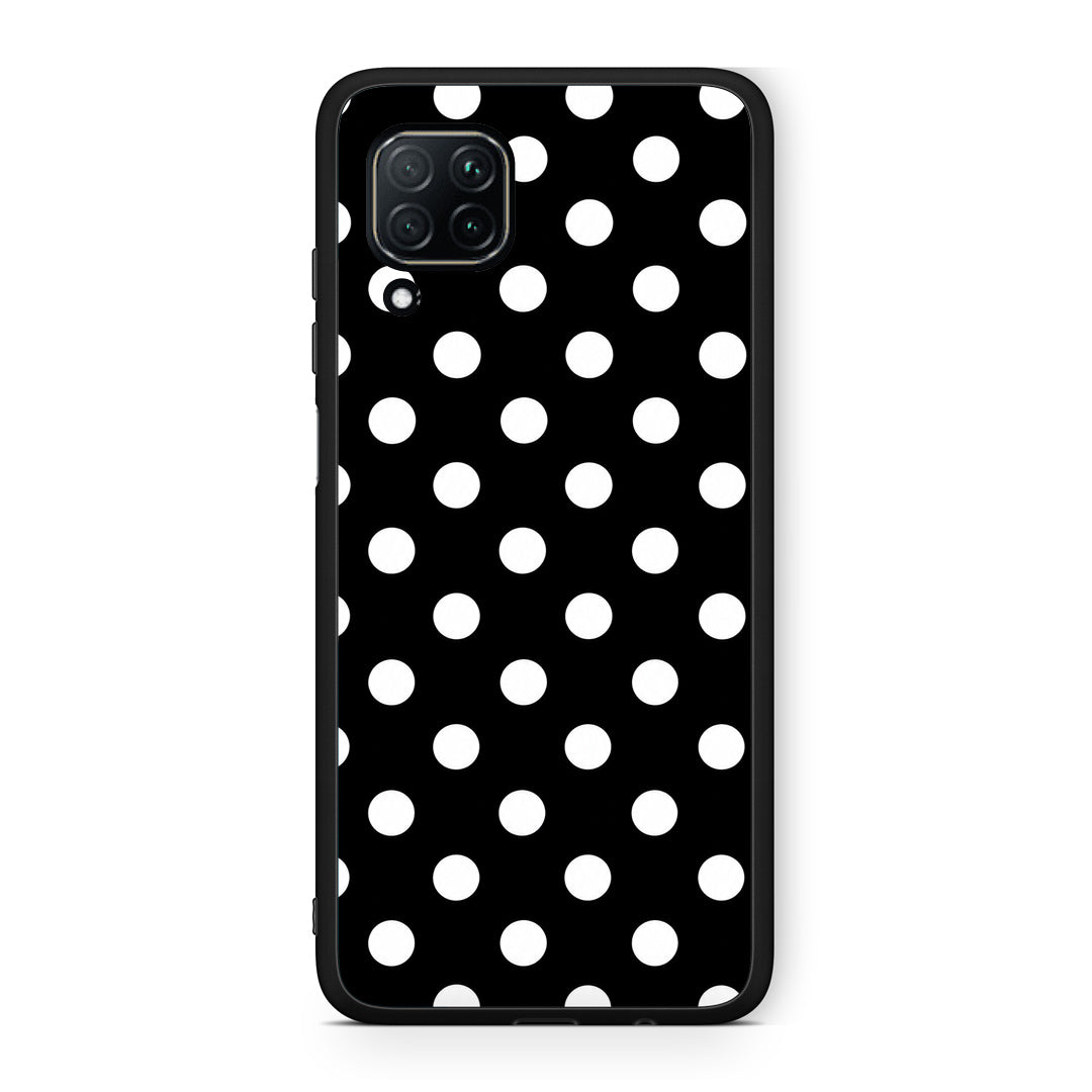 Θήκη Huawei P40 Lite White Polka Dots on Black από τη Smartfits με σχέδιο στο πίσω μέρος και μαύρο περίβλημα | Huawei P40 Lite White Polka Dots on Black case with colorful back and black bezels
