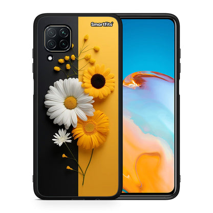 Θήκη Huawei P40 Lite Yellow Daisies από τη Smartfits με σχέδιο στο πίσω μέρος και μαύρο περίβλημα | Huawei P40 Lite Yellow Daisies case with colorful back and black bezels