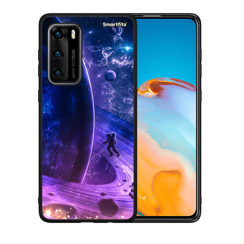 Θήκη Huawei P40 Lost Astronaut από τη Smartfits με σχέδιο στο πίσω μέρος και μαύρο περίβλημα | Huawei P40 Lost Astronaut case with colorful back and black bezels