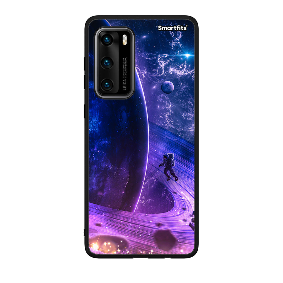Huawei P40 Lost Astronaut θήκη από τη Smartfits με σχέδιο στο πίσω μέρος και μαύρο περίβλημα | Smartphone case with colorful back and black bezels by Smartfits