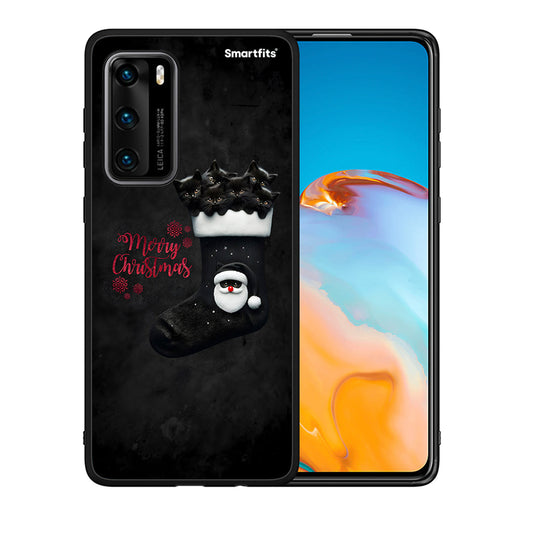 Θήκη Huawei P40 Merry Cat Christmas από τη Smartfits με σχέδιο στο πίσω μέρος και μαύρο περίβλημα | Huawei P40 Merry Cat Christmas case with colorful back and black bezels
