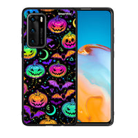 Thumbnail for Θήκη Huawei P40 Neon Halloween από τη Smartfits με σχέδιο στο πίσω μέρος και μαύρο περίβλημα | Huawei P40 Neon Halloween case with colorful back and black bezels