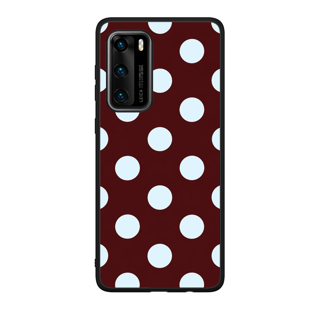 Θήκη Huawei P40 Pale Blue Large Polka Dots on Burgundy από τη Smartfits με σχέδιο στο πίσω μέρος και μαύρο περίβλημα | Huawei P40 Pale Blue Large Polka Dots on Burgundy case with colorful back and black bezels