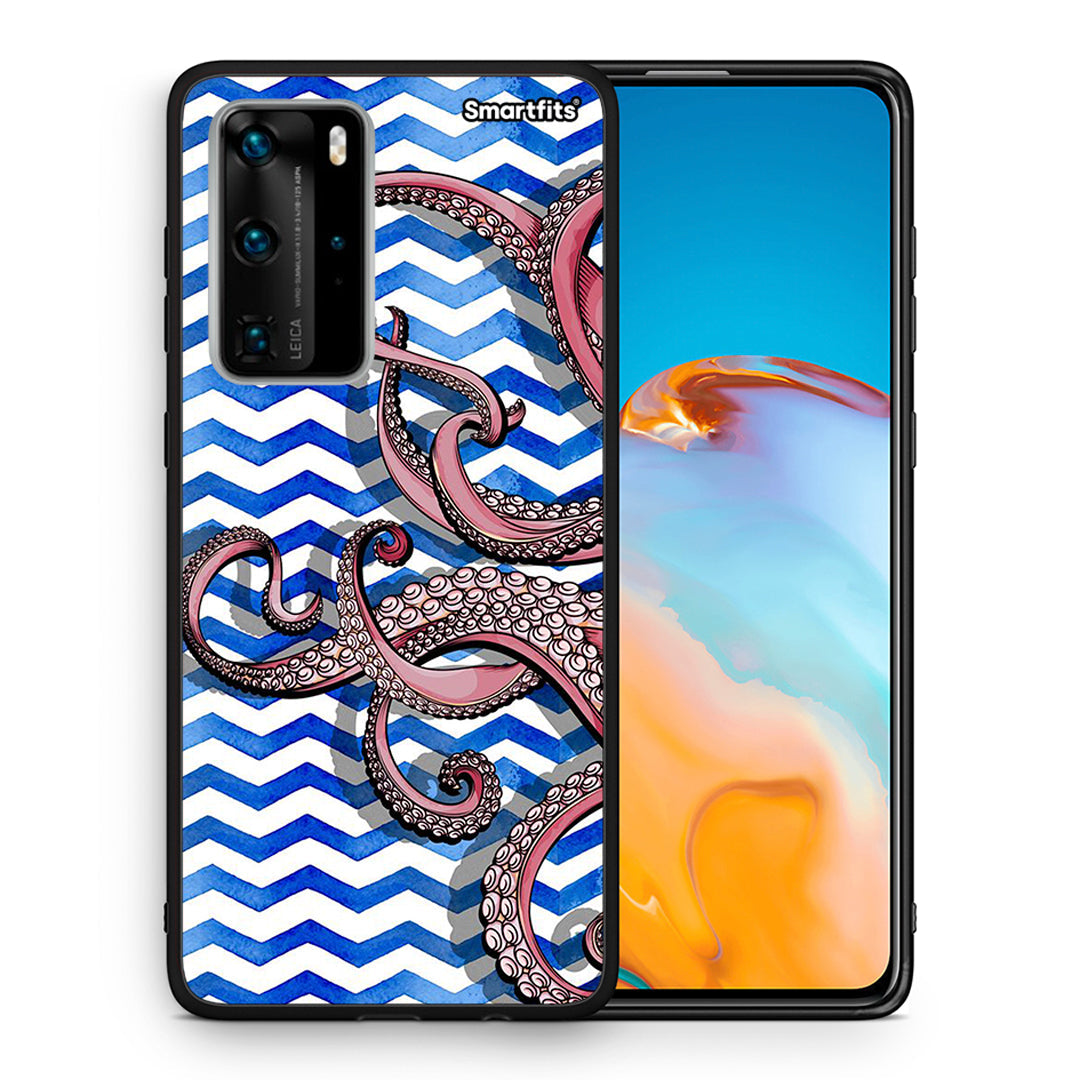 Θήκη Huawei P40 Pro Chevron Devilfish από τη Smartfits με σχέδιο στο πίσω μέρος και μαύρο περίβλημα | Huawei P40 Pro Chevron Devilfish case with colorful back and black bezels