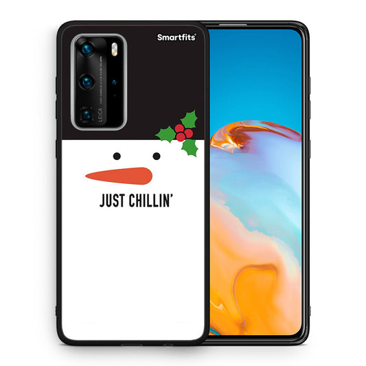 Θήκη Huawei P40 Pro Christmas Chillin από τη Smartfits με σχέδιο στο πίσω μέρος και μαύρο περίβλημα | Huawei P40 Pro Christmas Chillin case with colorful back and black bezels
