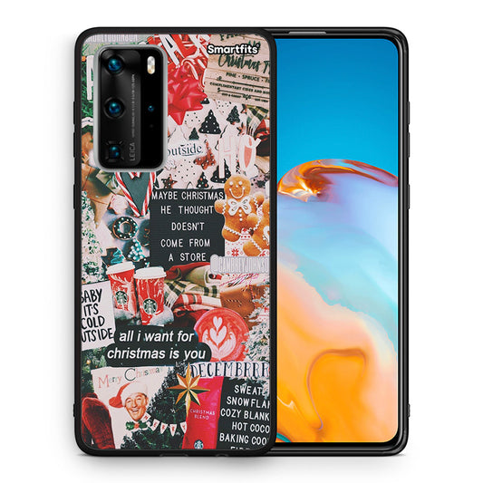 Θήκη Huawei P40 Pro Christmas Happiness από τη Smartfits με σχέδιο στο πίσω μέρος και μαύρο περίβλημα | Huawei P40 Pro Christmas Happiness case with colorful back and black bezels