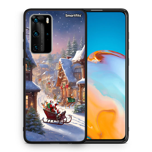 Θήκη Huawei P40 Pro Christmas Snow από τη Smartfits με σχέδιο στο πίσω μέρος και μαύρο περίβλημα | Huawei P40 Pro Christmas Snow case with colorful back and black bezels