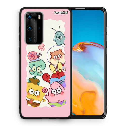 Θήκη Huawei P40 Pro Cute Companion από τη Smartfits με σχέδιο στο πίσω μέρος και μαύρο περίβλημα | Huawei P40 Pro Cute Companion case with colorful back and black bezels