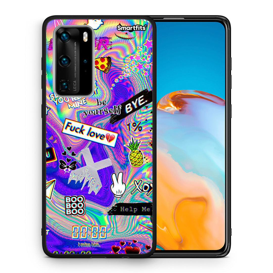 Θήκη Huawei P40 Pro Game Over από τη Smartfits με σχέδιο στο πίσω μέρος και μαύρο περίβλημα | Huawei P40 Pro Game Over case with colorful back and black bezels